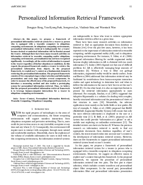(PDF) Personalized Information Retrieval Framework