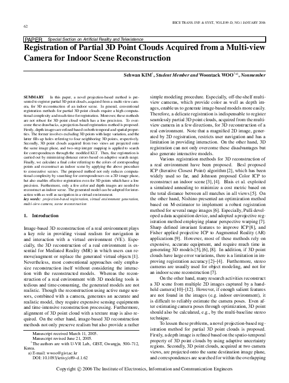 (PDF) Registration of Partial 3D Point Clouds Acquired from a Multi ...