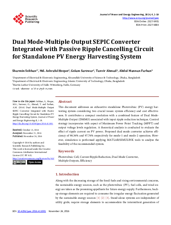 (PDF) Dual Mode-Multiple Output SEPIC Converter Integrated with Passive ...