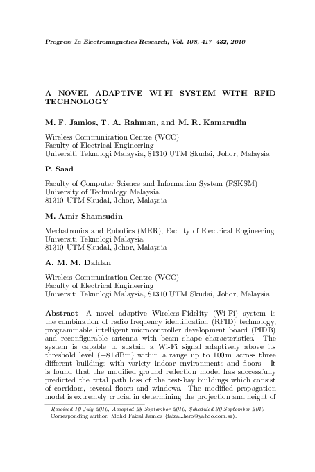 (PDF) A Novel Adaptive Wi-Fi System with Rfid Technology