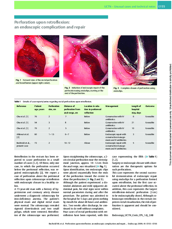 (PDF) Perforation upon retroflexion: an endoscopic complication and ...
