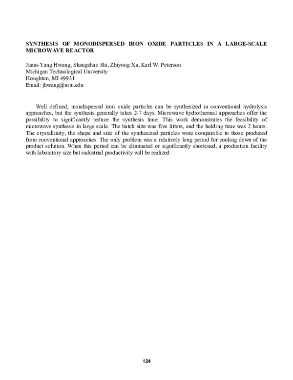 (PDF) Synthesis of Monodispersed Iron Oxide Particles by a Large-Scale ...