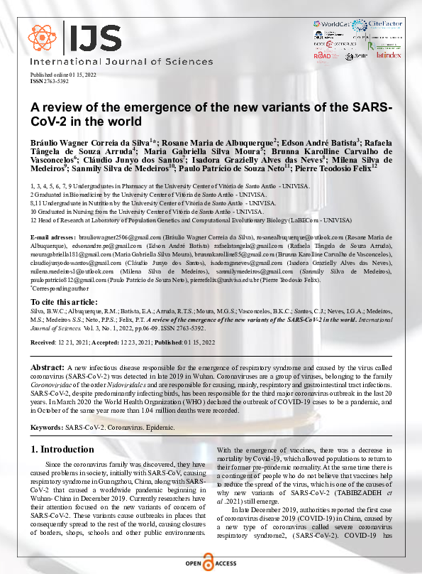 (PDF) A review of the emergence of the new variants of the SARS-CoV-2 ...