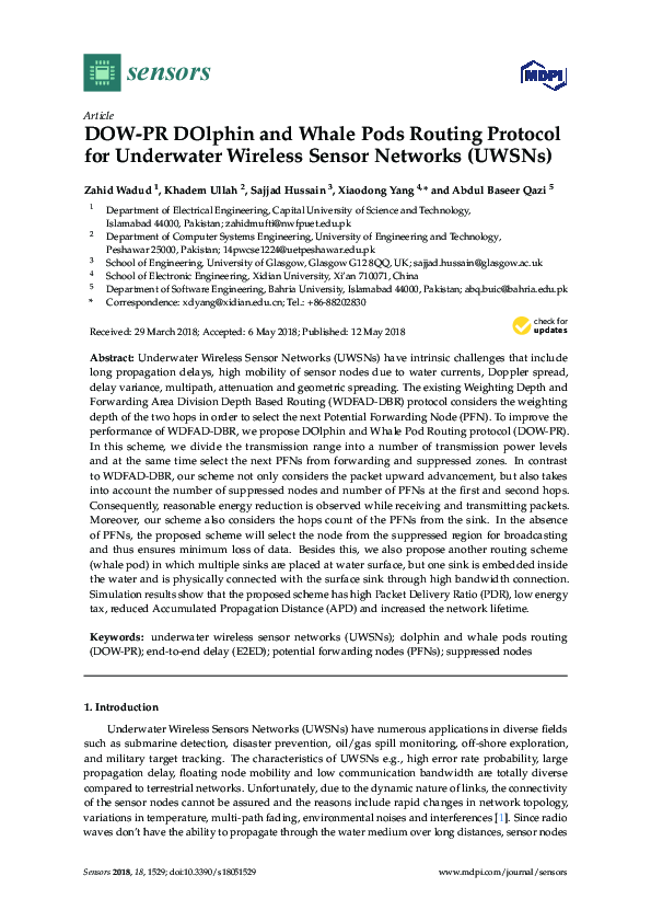 (PDF) DOW-PR DOlphin and Whale Pods Routing Protocol for Underwater ...
