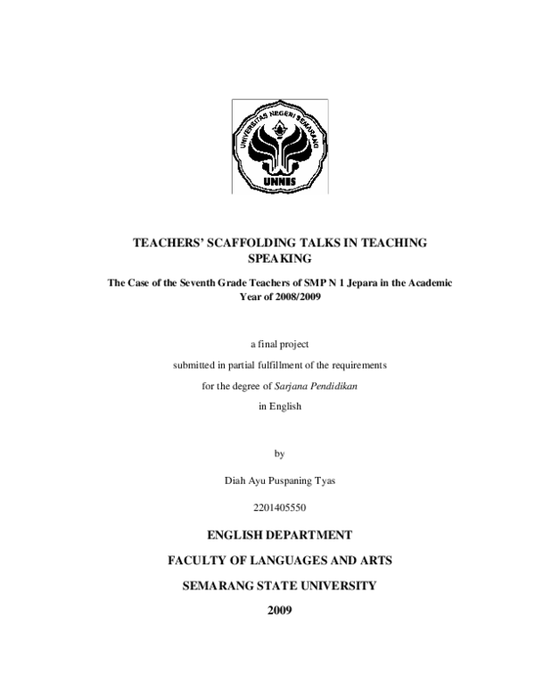 (PDF) Teachers' Scaffolding Talks in Teaching Speaking