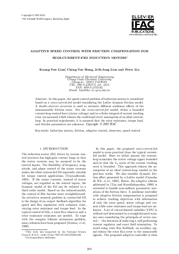(PDF) Adaptive Speed Control with Friction Compensation for Semi ...