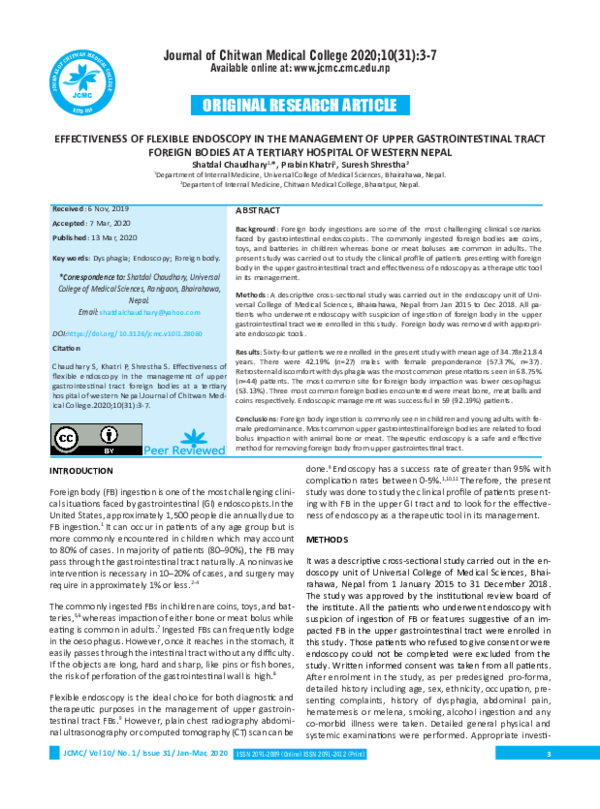 (PDF) Effectiveness of flexible endoscopy in the management of upper ...
