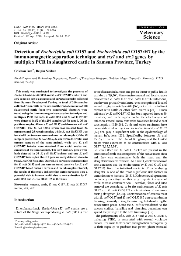 (PDF) Detection of Escherichia coli O157 and Escherichia coli O157:H7 ...