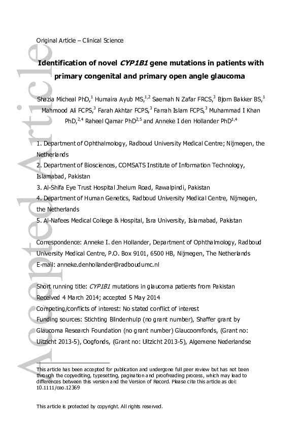 (PDF) Identification of novelCYP1B1gene mutations in patients with ...