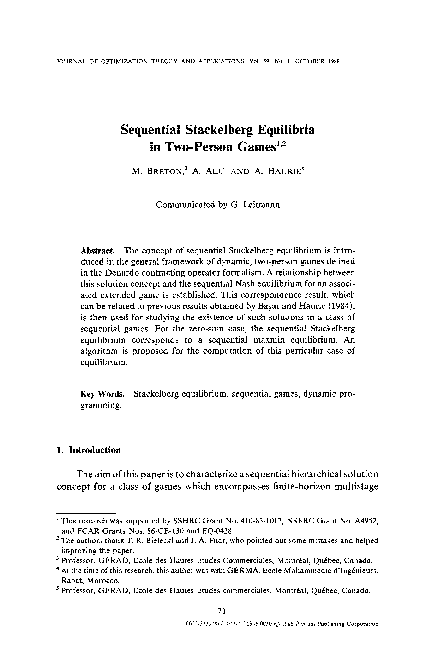 (PDF) Sequential Stackelberg equilibria in two-person games