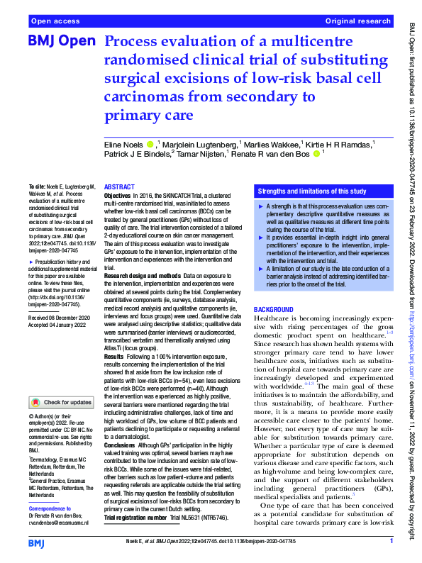 (PDF) Process evaluation of a multicentre randomised clinical trial of ...