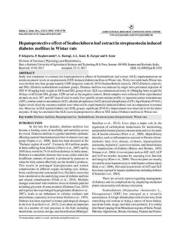 (PDF) Hepatoprotective effect of seabuckthorn leaf extract in ...