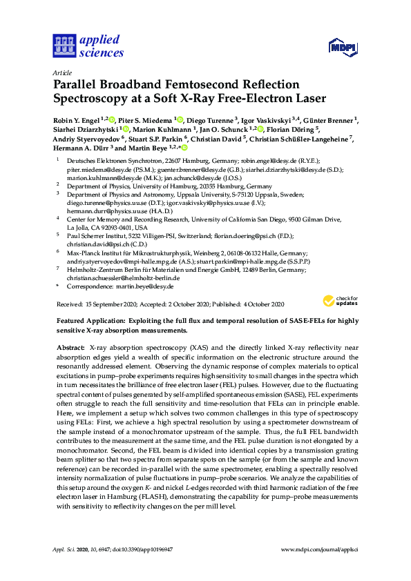 (PDF) Parallel Broadband Femtosecond Reflection Spectroscopy at a Soft ...
