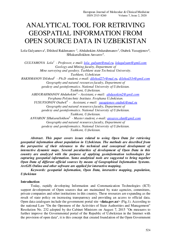 (PDF) Analytical Tool For Retriving Geospatial Information From Open ...