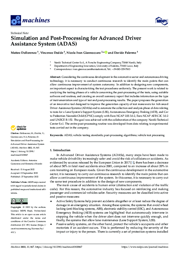 (PDF) Simulation and Post-Processing for Advanced Driver Assistance ...
