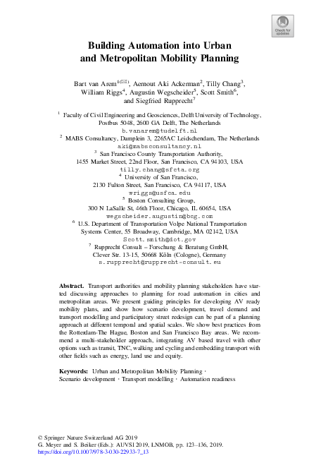 (PDF) Building Automation into Urban and Metropolitan Mobility Planning