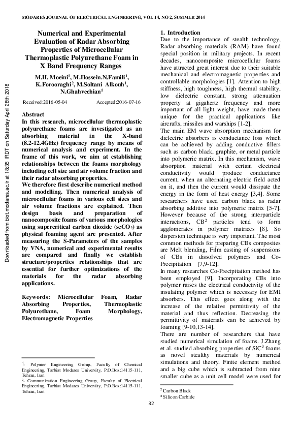 (PDF) Numerical and Experimental Evaluation of Radar Absorbing ...