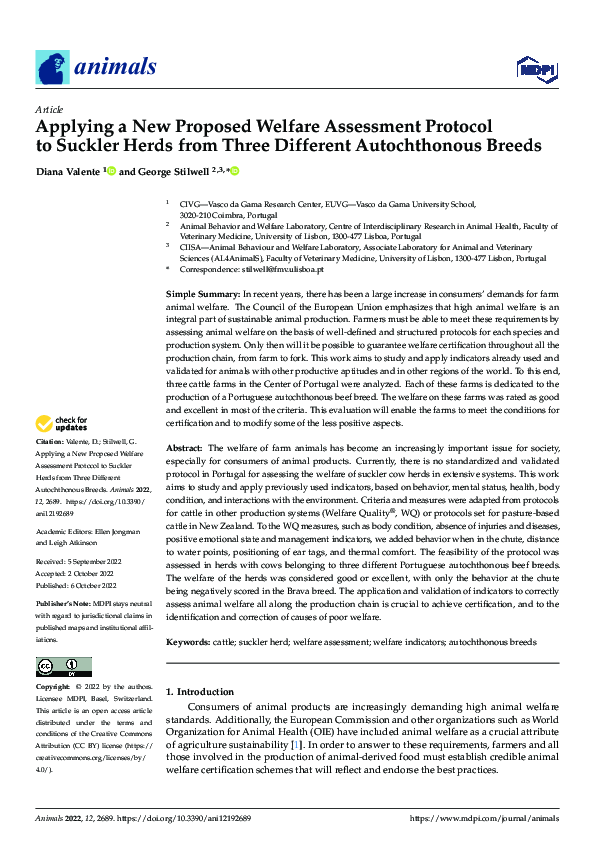 (PDF) Applying a New Proposed Welfare Assessment Protocol to Suckler ...