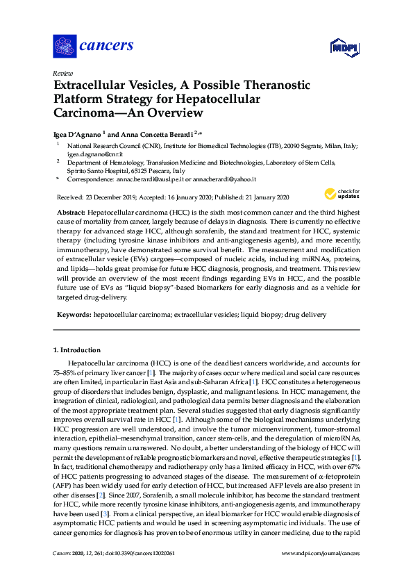 (PDF) Extracellular Vesicles, A Possible Theranostic Platform Strategy ...