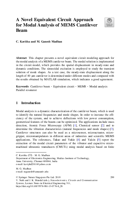 (PDF) A Novel Equivalent Circuit Approach for Modal Analysis of MEMS ...