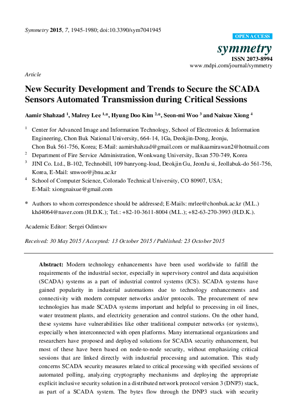 (PDF) New Security Development and Trends to Secure the SCADA Sensors ...