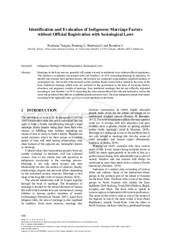 (PDF) Identification and Evaluation of Indigenous Marriage Factors ...