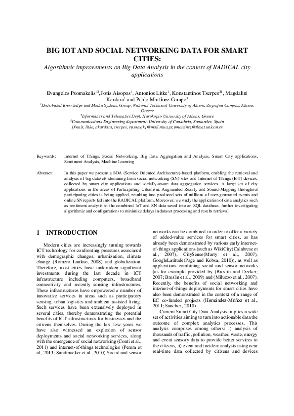 (PDF) Big IoT and Social Networking Data for Smart Cities - Algorithmic ...