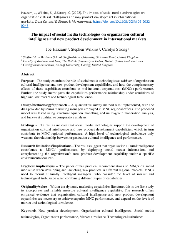 (PDF) The impact of social media technologies on organization cultural ...