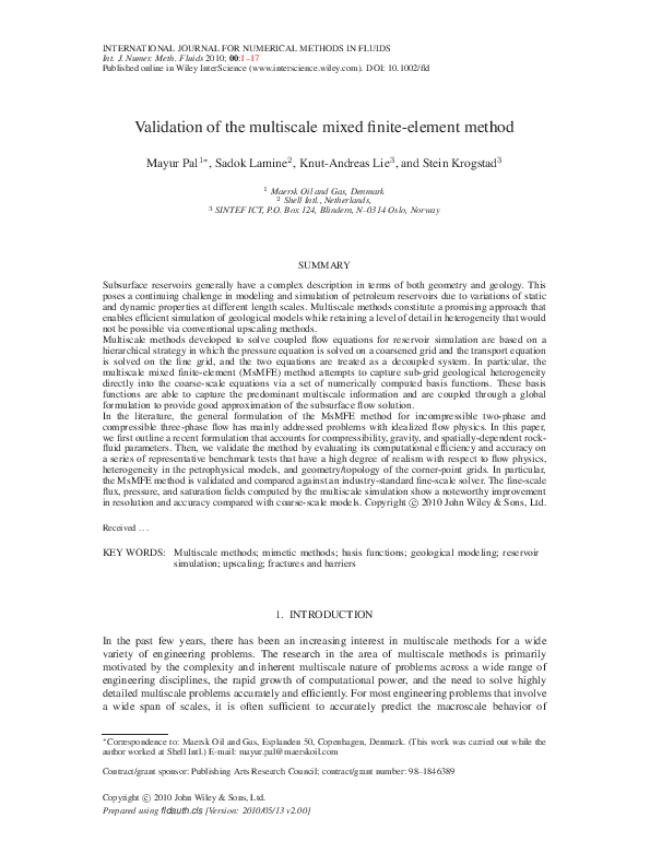 (PDF) Validation of the multiscale mixed finite-element method