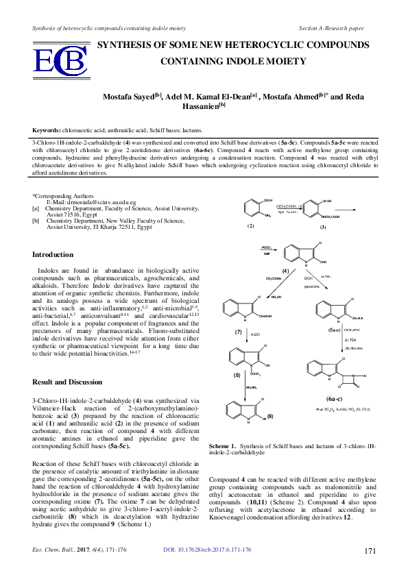 (PDF) Synthesis of Some New Heterocyclic Compounds Containing Indole Moeity