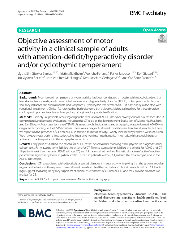 (PDF) Objective assessment of motor activity in a clinical sample of ...