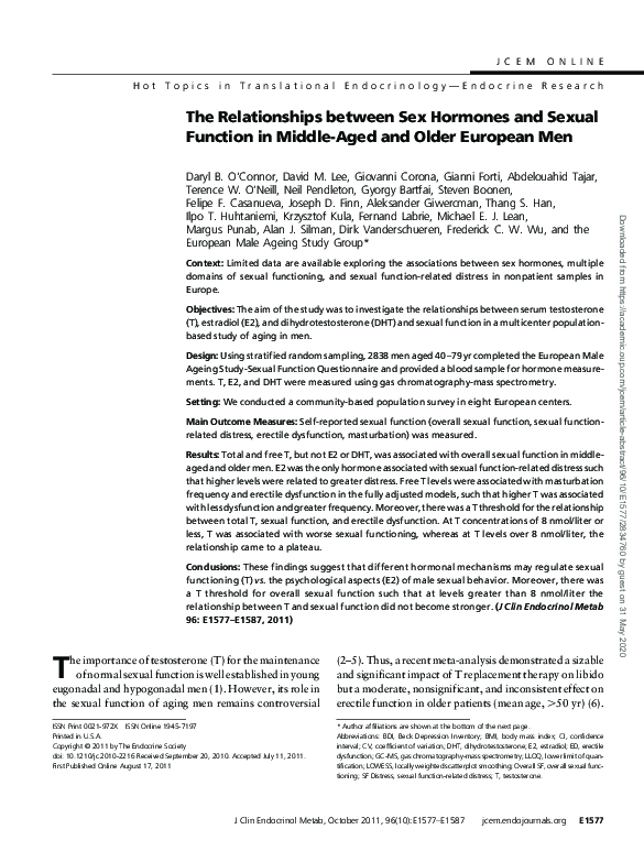 (PDF) The Relationships between Sex Hormones and Sexual Function in ...