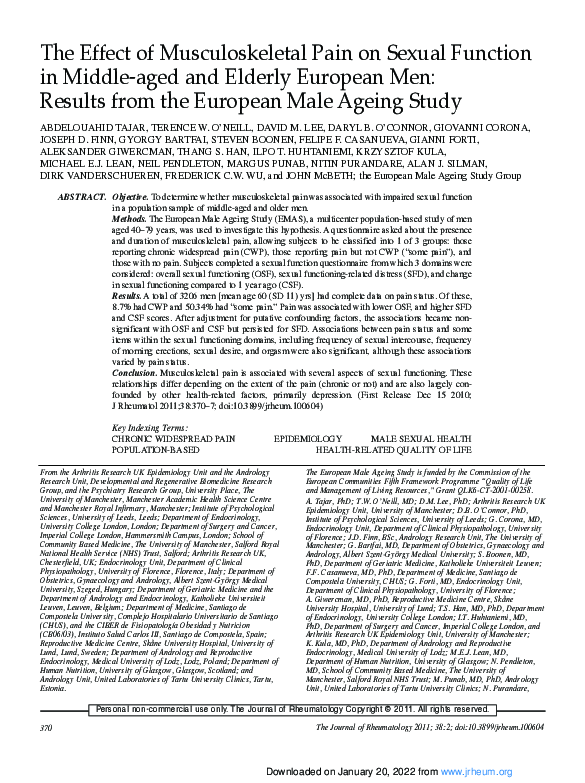 (PDF) The Effect of Musculoskeletal Pain on Sexual Function in Middle ...