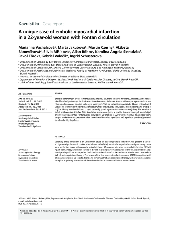 (PDF) A unique case of embolic myocardial infarction in a 22-year-old ...