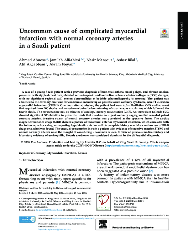 (PDF) Uncommon cause of complicated myocardial infarction with normal ...