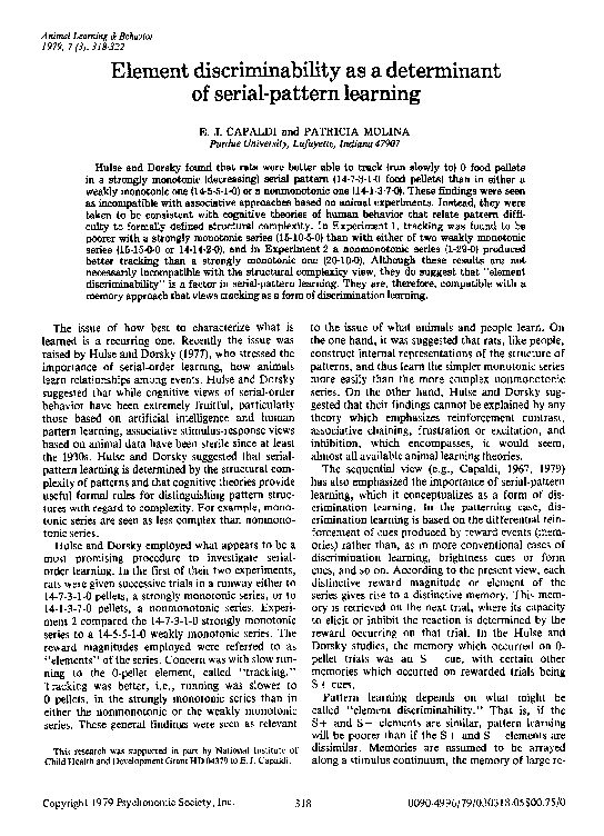 (PDF) Element discriminability as a determinant of serial-pattern learning