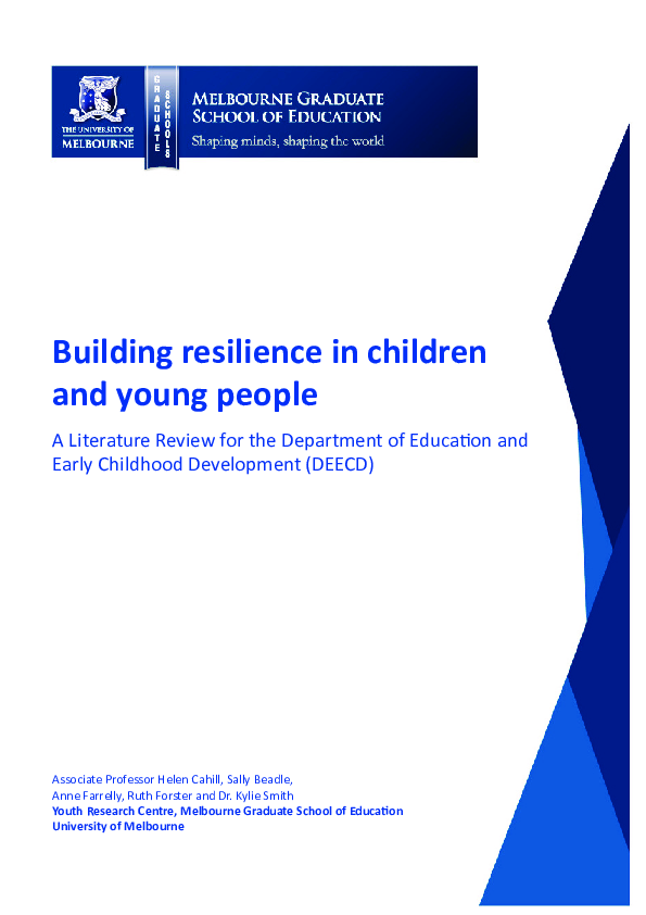 (PDF) Building resilience in children and young people: A Literature ...