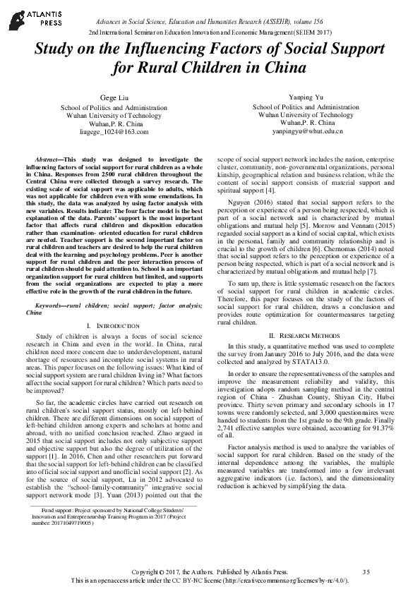 (PDF) Study on the Influencing Factors of Social Support for Rural ...