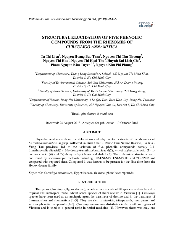 (PDF) Structural Elucidation of Five Phenolic Compounds from the ...