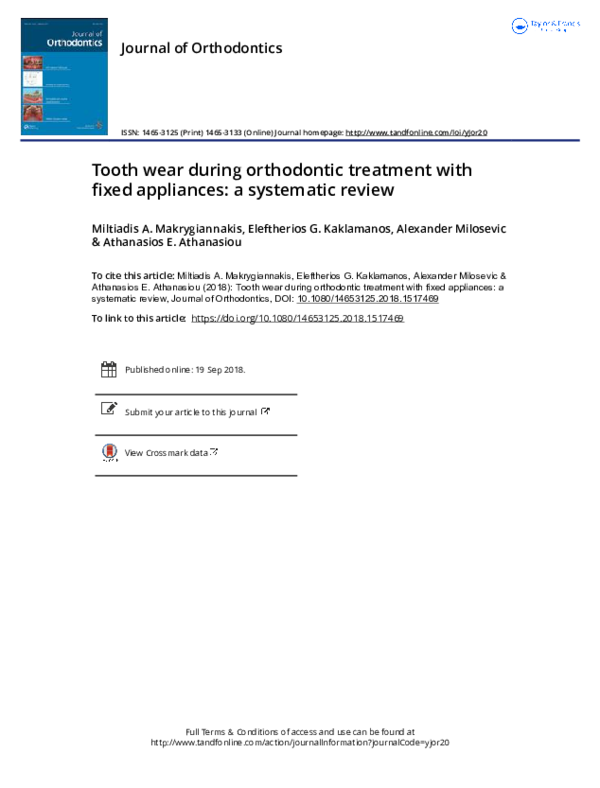 (PDF) Tooth wear during orthodontic treatment with fixed appliances a