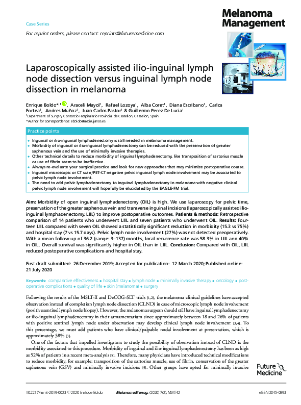 (PDF) Laparoscopically assisted ilio-inguinal lymph node dissection ...