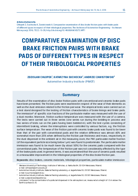 (PDF) Comparative Study of Friction Coefficient and Wear in Brake Pads ...