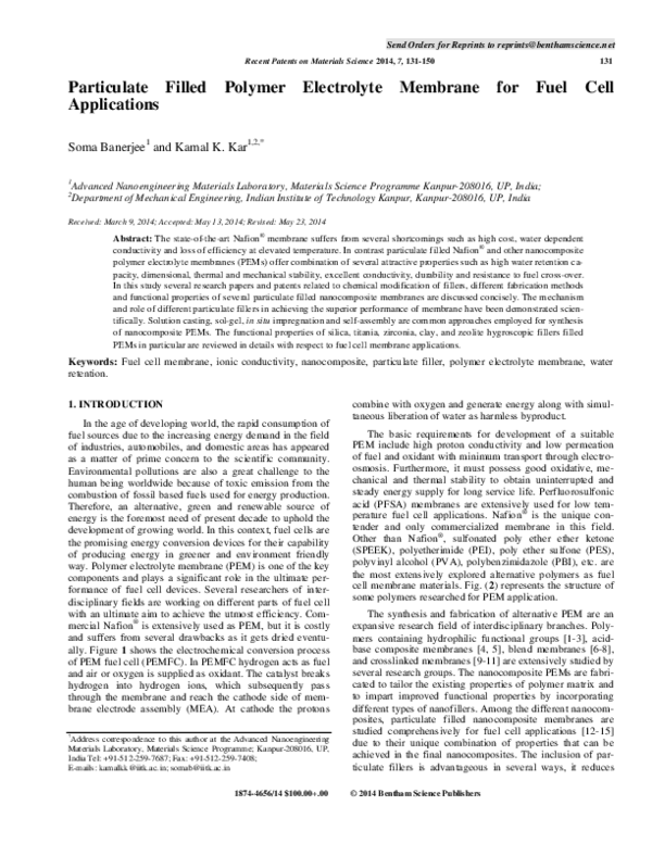 (PDF) Particulate Filled Polymer Electrolyte Membrane for Fuel Cell ...