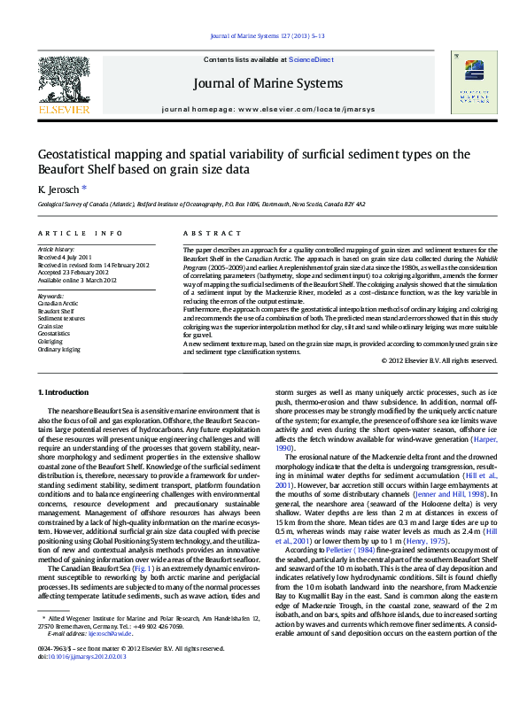 (PDF) Geostatistical mapping and spatial variability of surficial ...