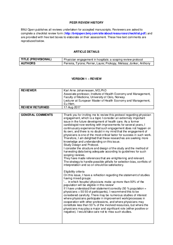 (PDF) Physician engagement in hospitals: a scoping review protocol
