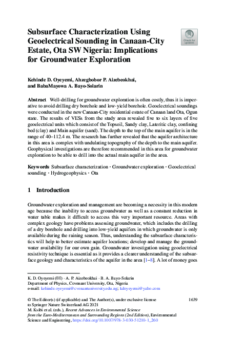 (PDF) Subsurface Characterization Using Geoelectrical Sounding in ...
