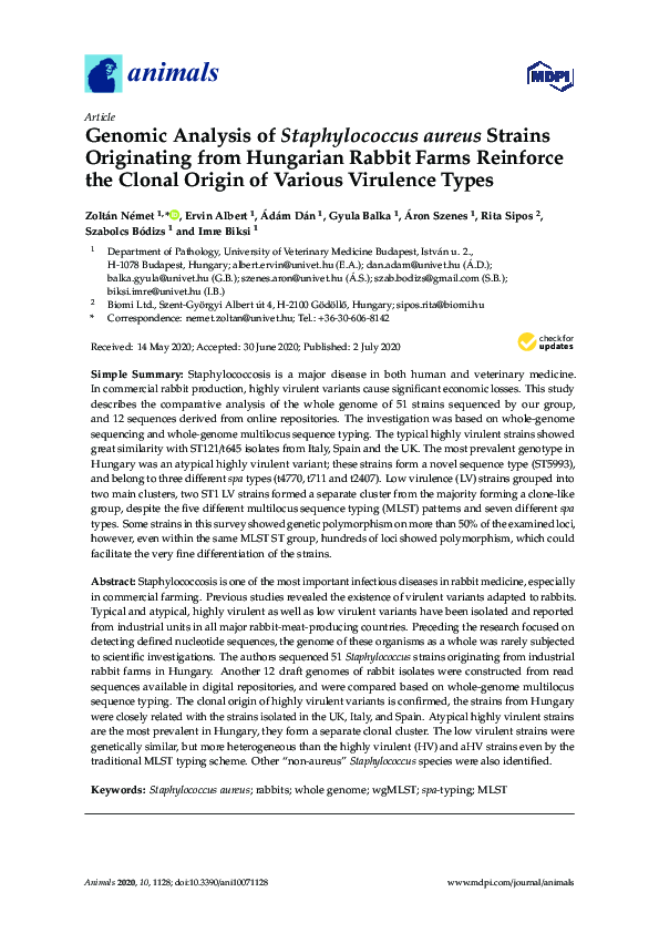 (PDF) Genomic Analysis of Staphylococcus aureus Strains Originating ...