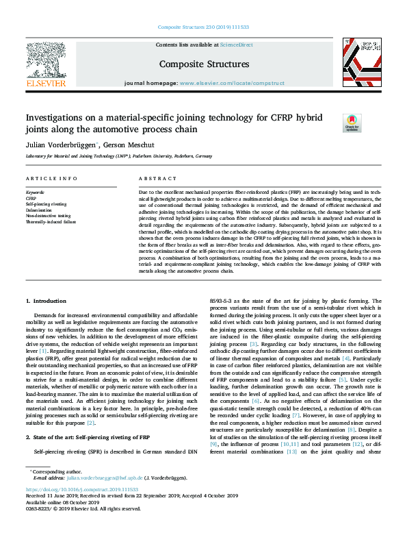 (PDF) Investigations on a material-specific joining technology for CFRP ...