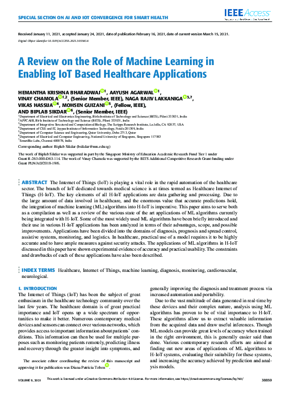 (PDF) A Review on the Role of Machine Learning in Enabling IoT Based ...