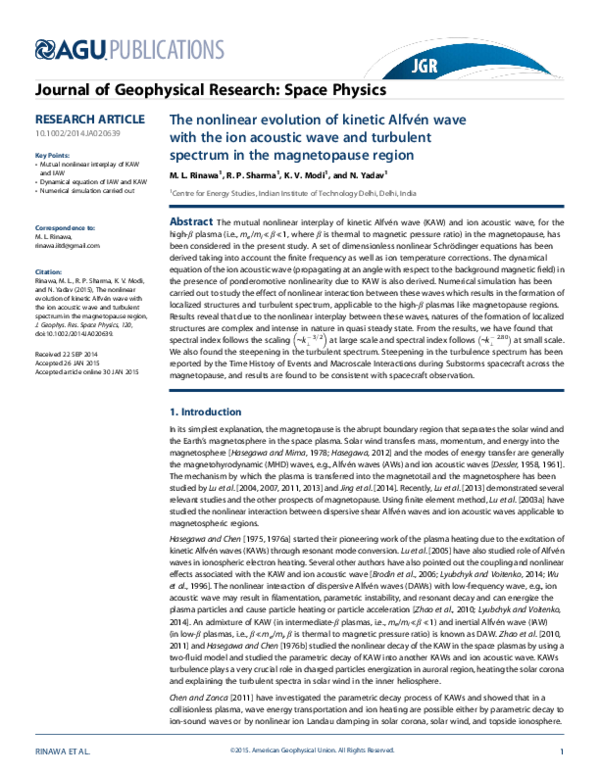 (PDF) The nonlinear evolution of kinetic Alfvén wave with the ion ...